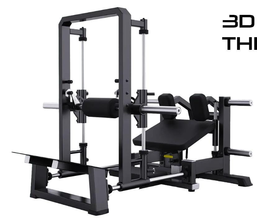Plate-loaded 3D hip thrust machine for commercial gyms